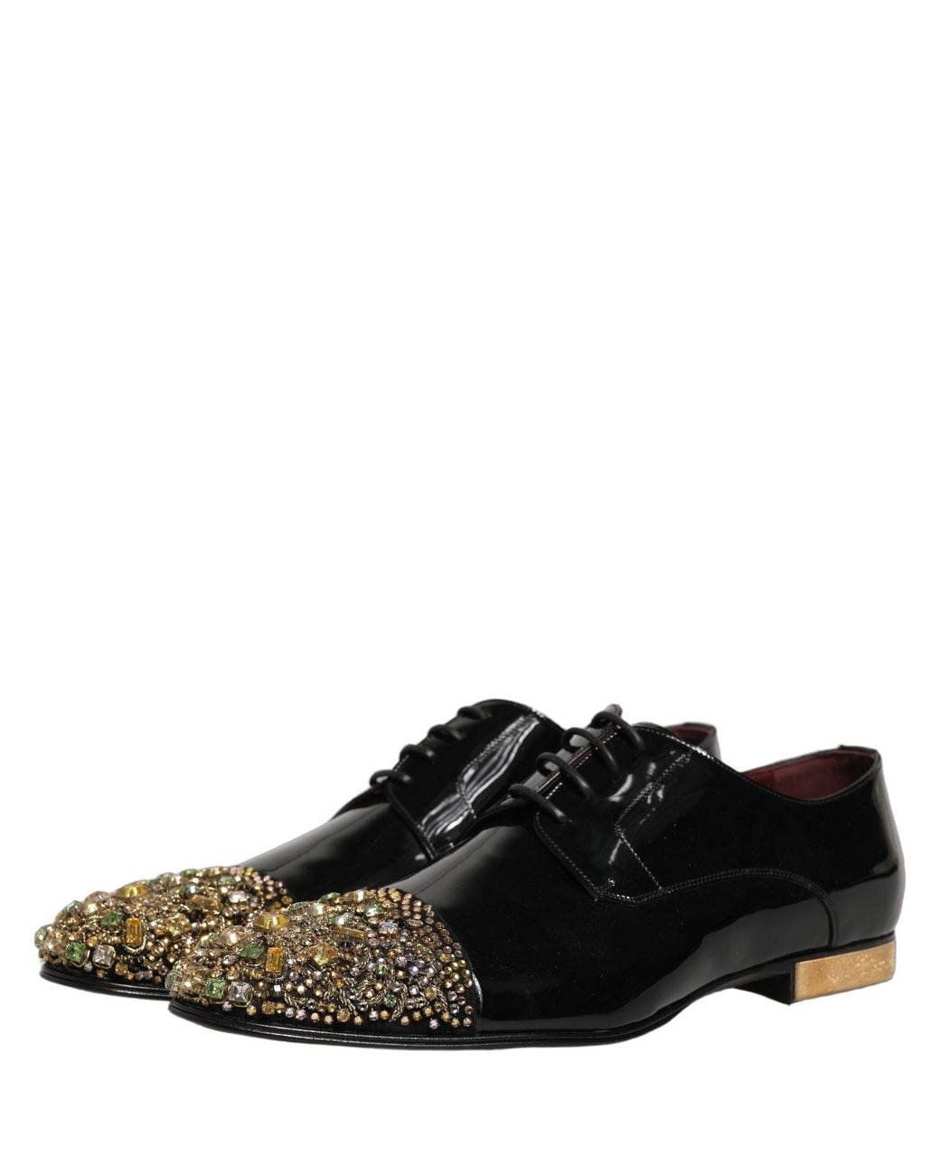 Dolce & Gabbana Black Embellished Derby Dress Formal Shoes Leather for men