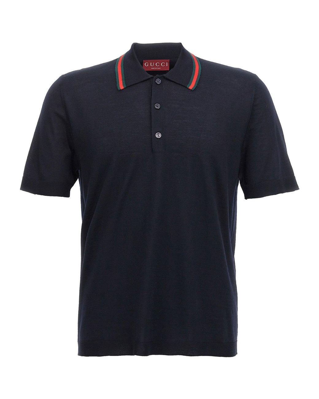 Black Ribbon Ribbed Gucci Web Ribbon Collar Polo Shirt in Blue | Lyst