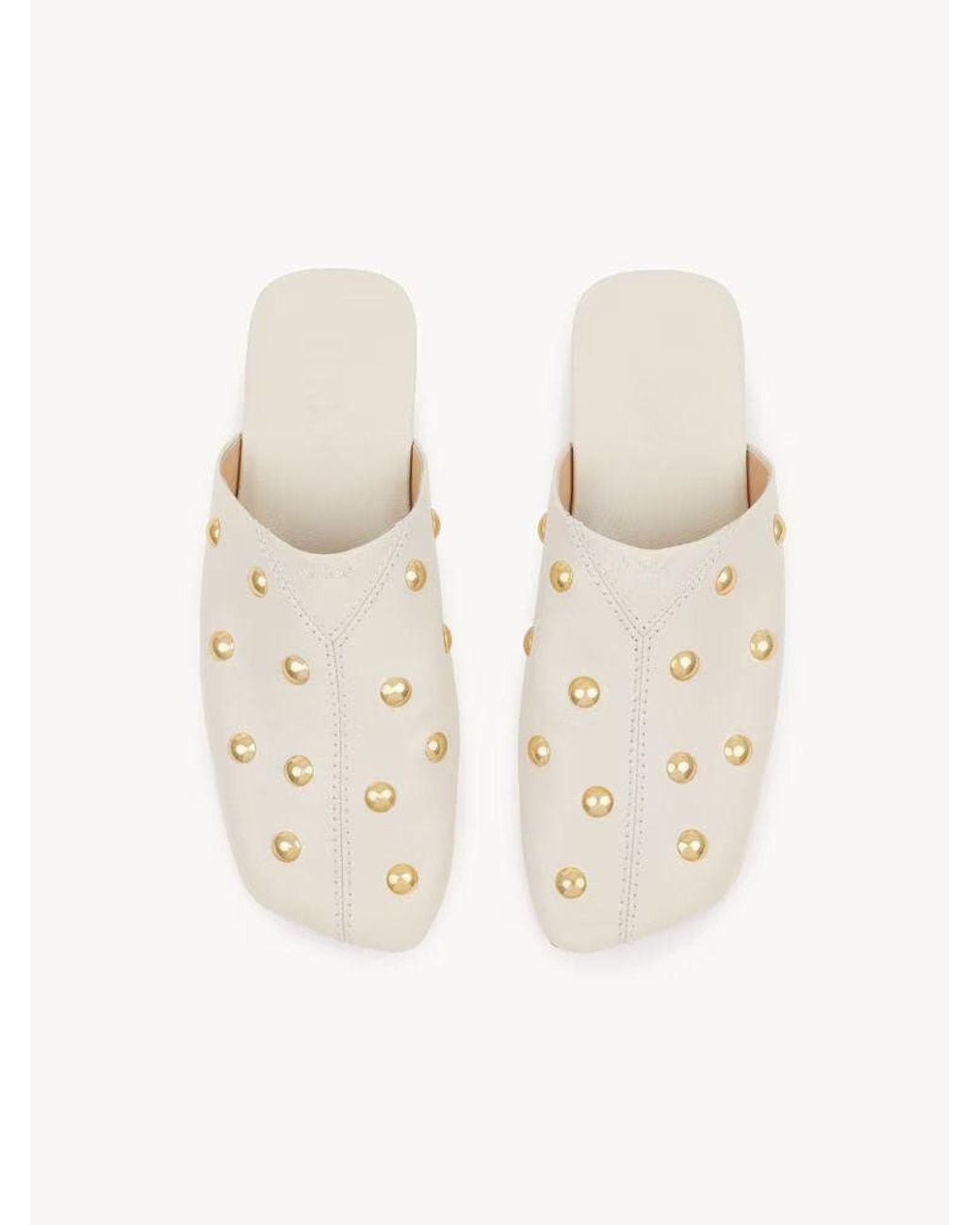 Chloé White Chloé Studded Slipper