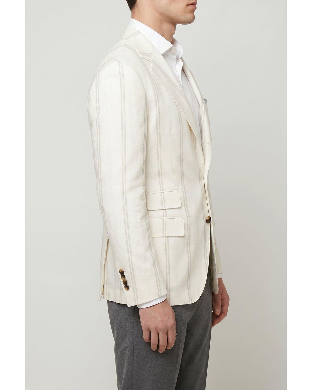 Brunello Cucinelli Natural Ivory Linen Wool Tailored Blazer for men