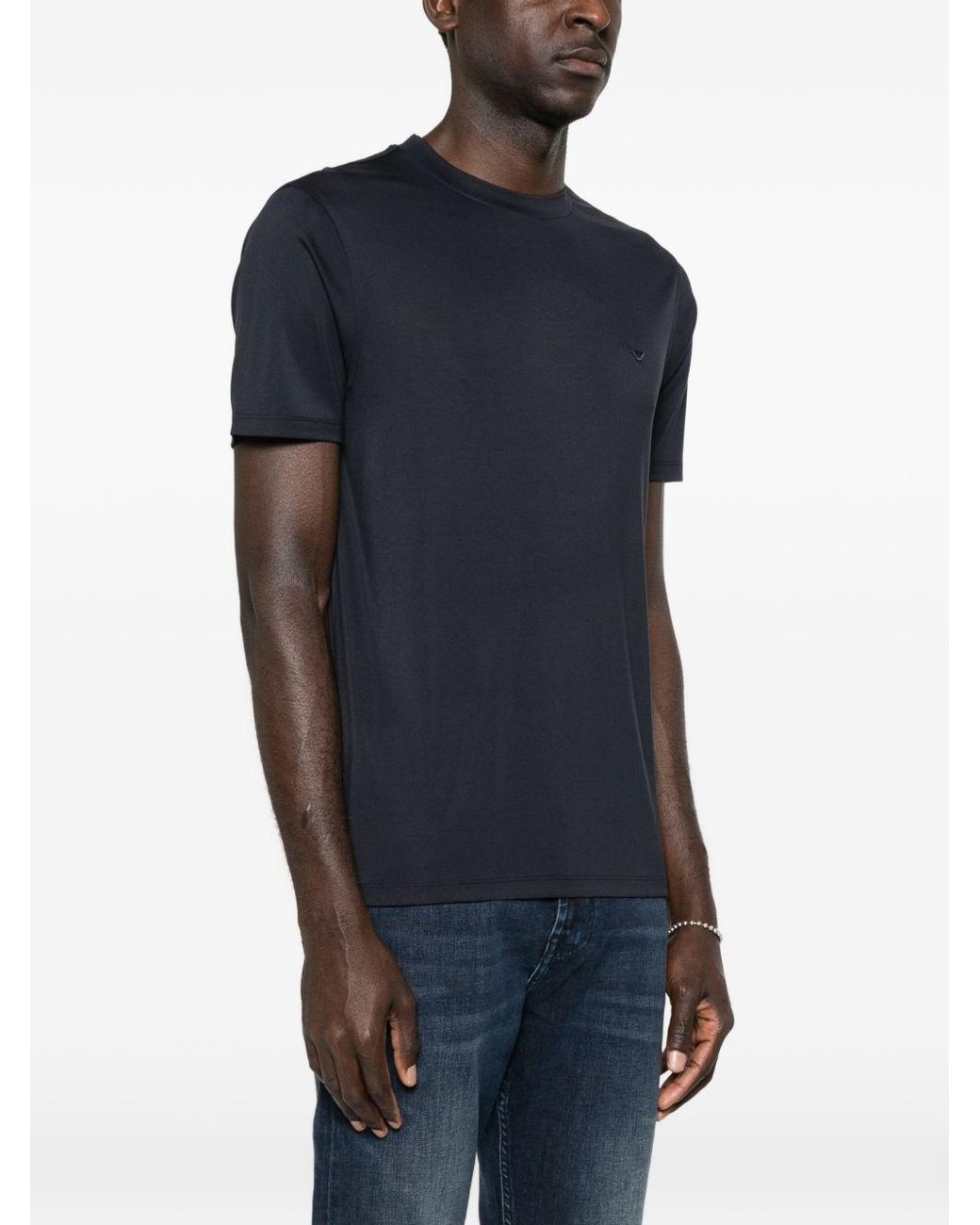 Emporio Armani Black Modal And Silk Blend T-Shirt