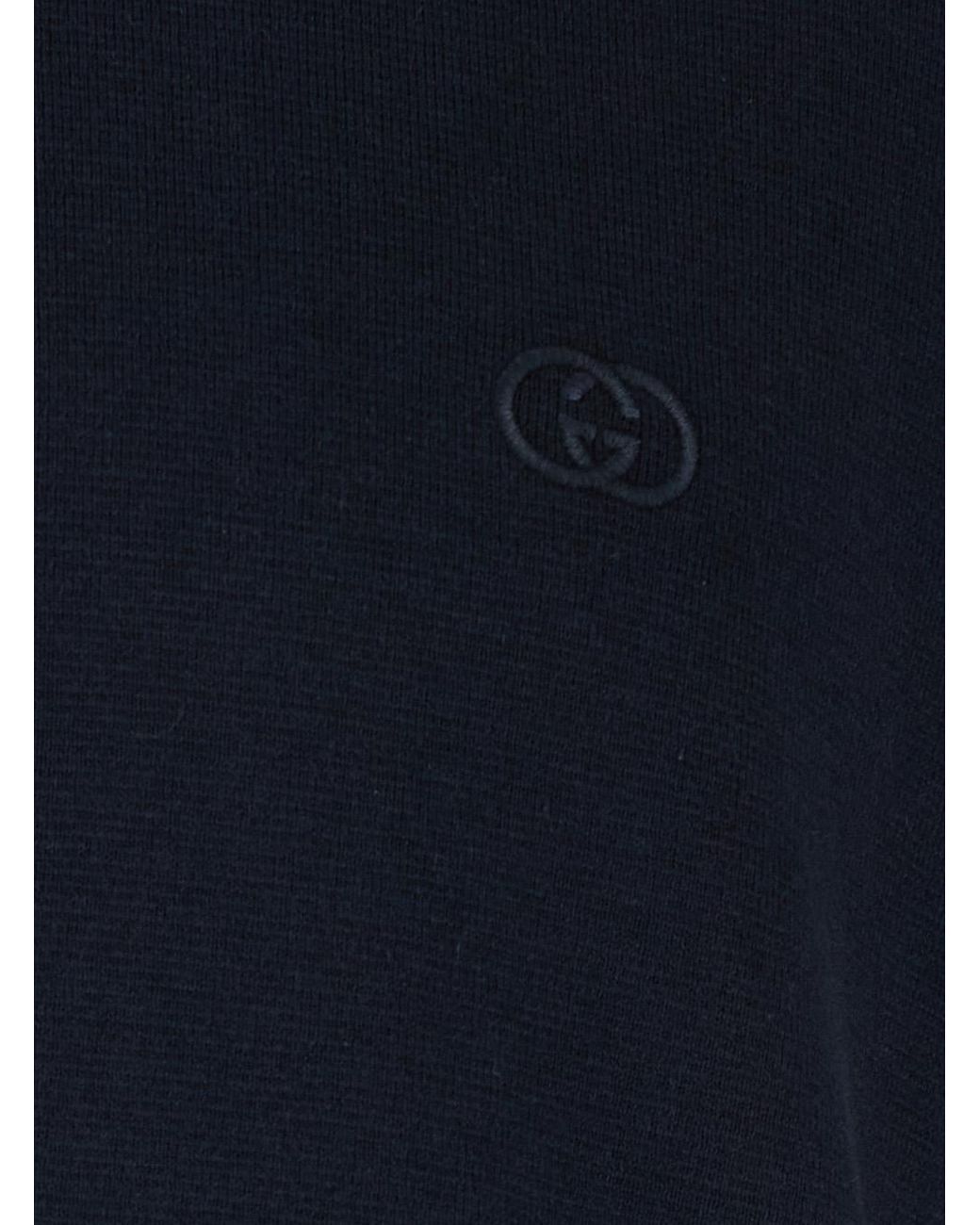 Gucci Blue Polo Collar Sweater Cotton T-Shirts for men