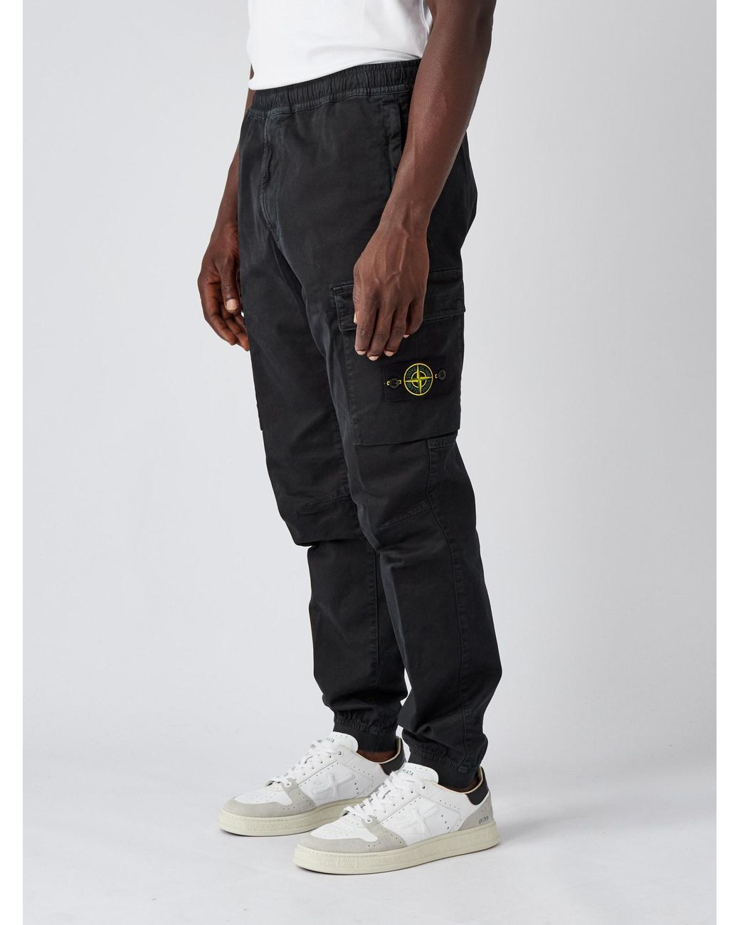 Stone Island Pantalone Regular Tapered Trousers in Black for Men | Lyst