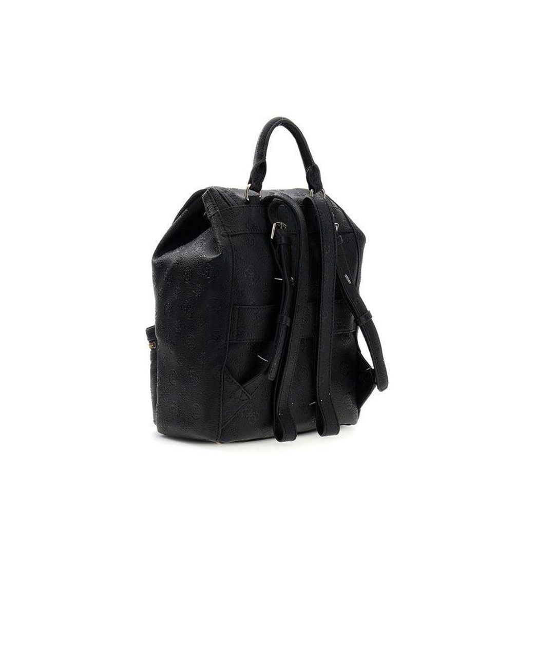 Guess Black Guess Logo-Embossed Polyurethane Backpack