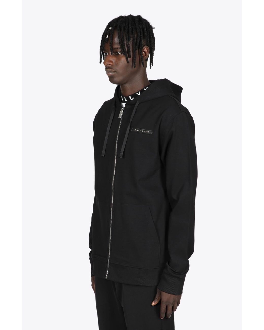 1017 ALYX 9SM Zip Hoodie - 1 Black Hoodie With Zip Closure - Zip