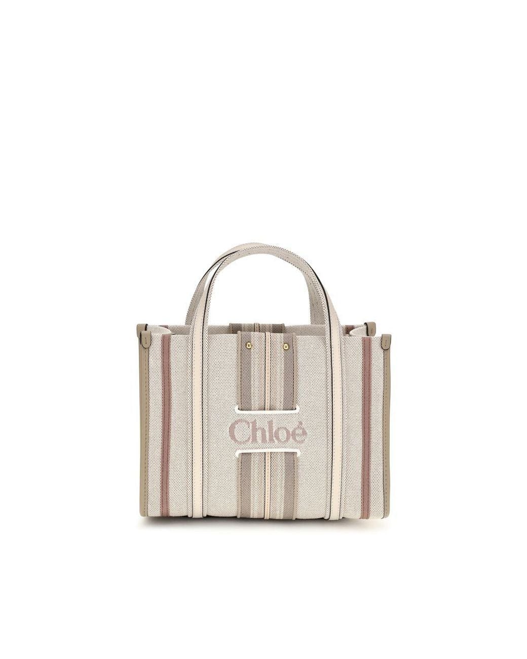 Chloé White Chloé Woody Tote Bag