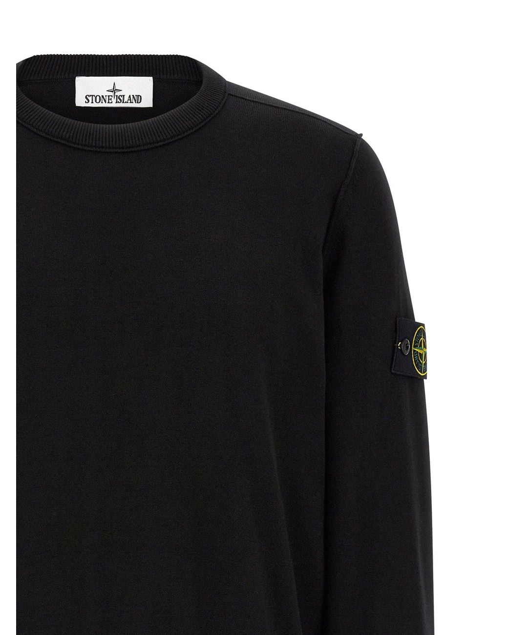 Stone Island Black Organic Cotton Crewneck Sweater for men