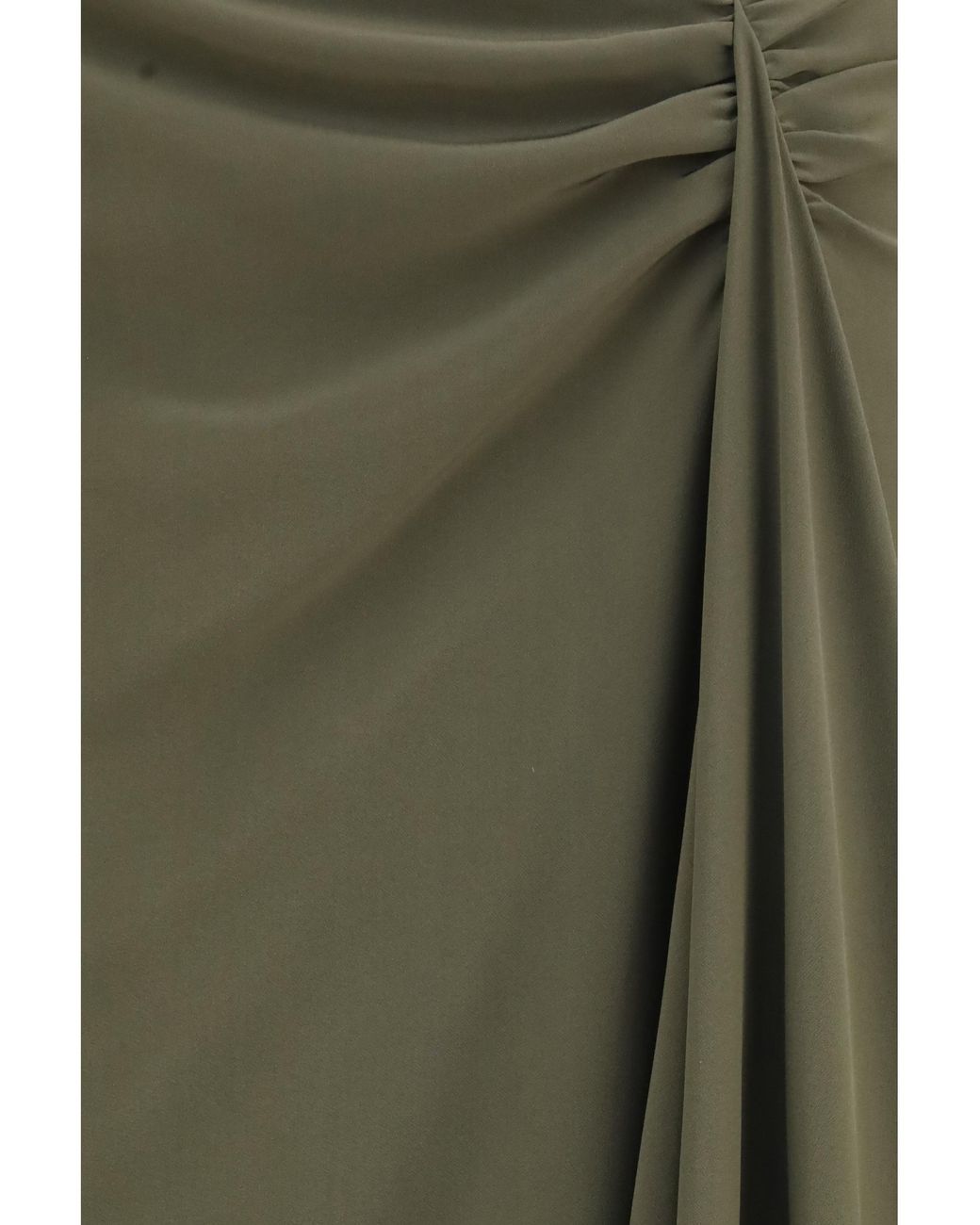 McQueen Green Draped Long Skirt Silk