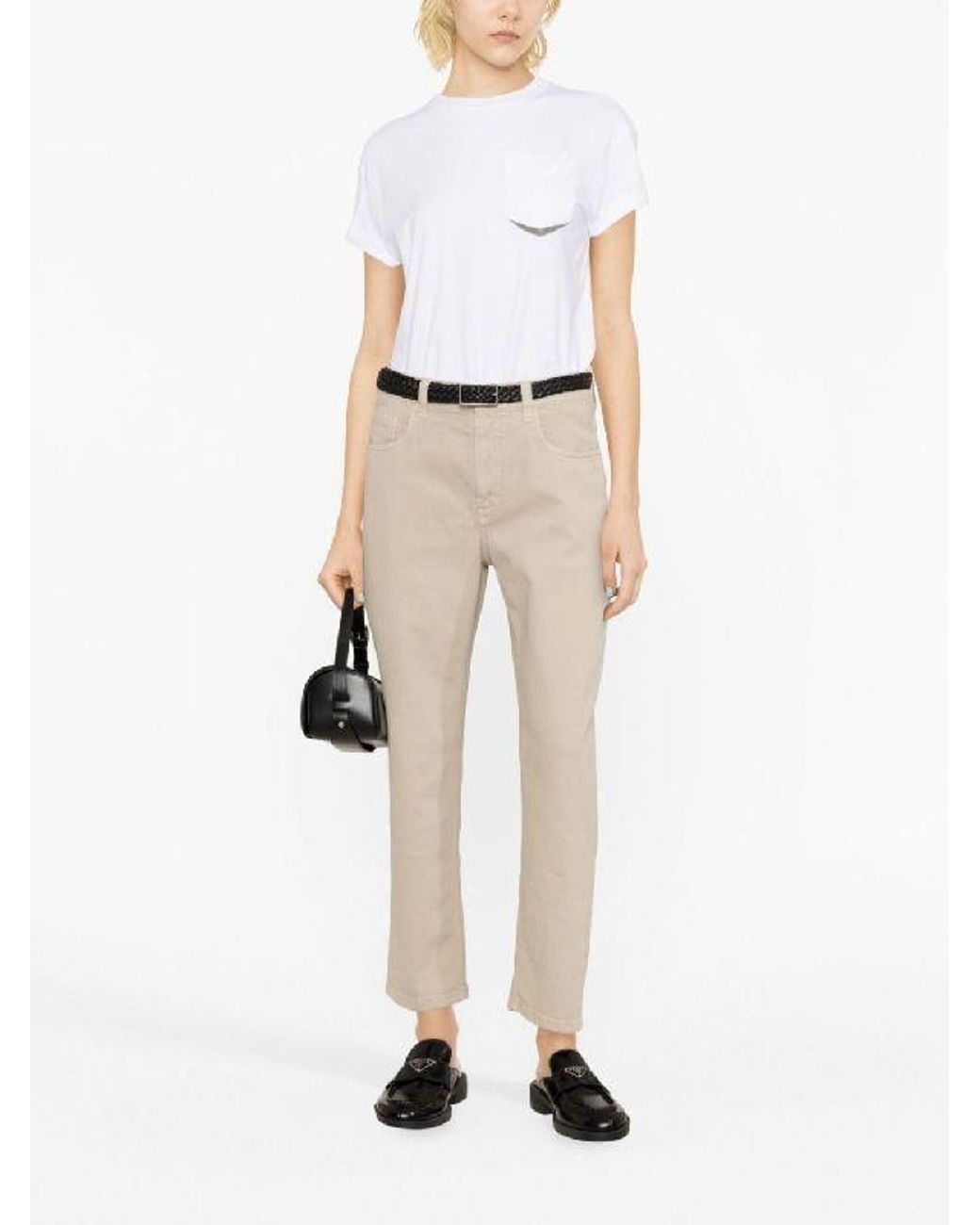 Brunello Cucinelli Natural Cold Cotton Tapered Trousers