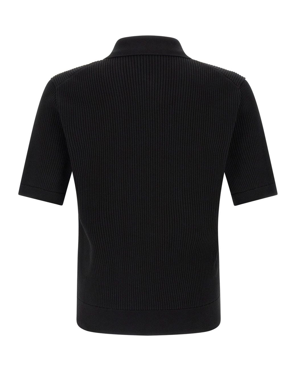 Dolce & Gabbana Black Dolce & Gabbana Micro-Ribbed Cotton Polo Shirt