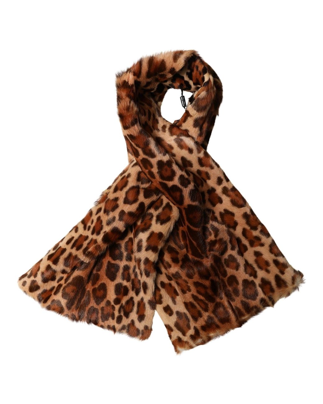 Dolce & Gabbana Brown Leopard Printed Goat Hair Shawl Scarf