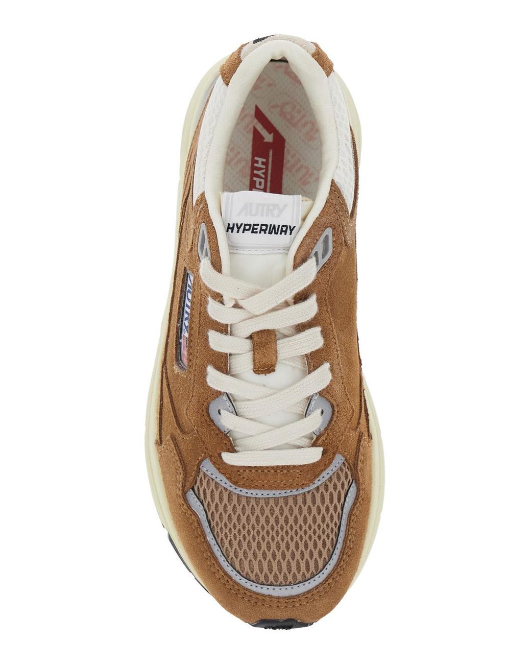 Autry Brown 'Hyperway' Low Top Sneakers With Logo Patch On Side And Tongue
