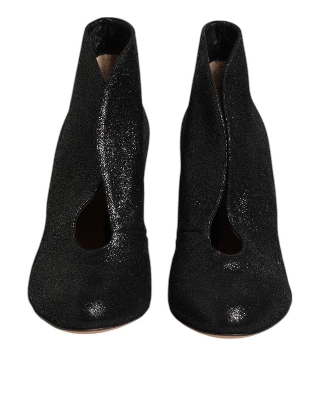 Gianvito Rossi Black Metallic Pump Stiletto Heels Shoes Leather