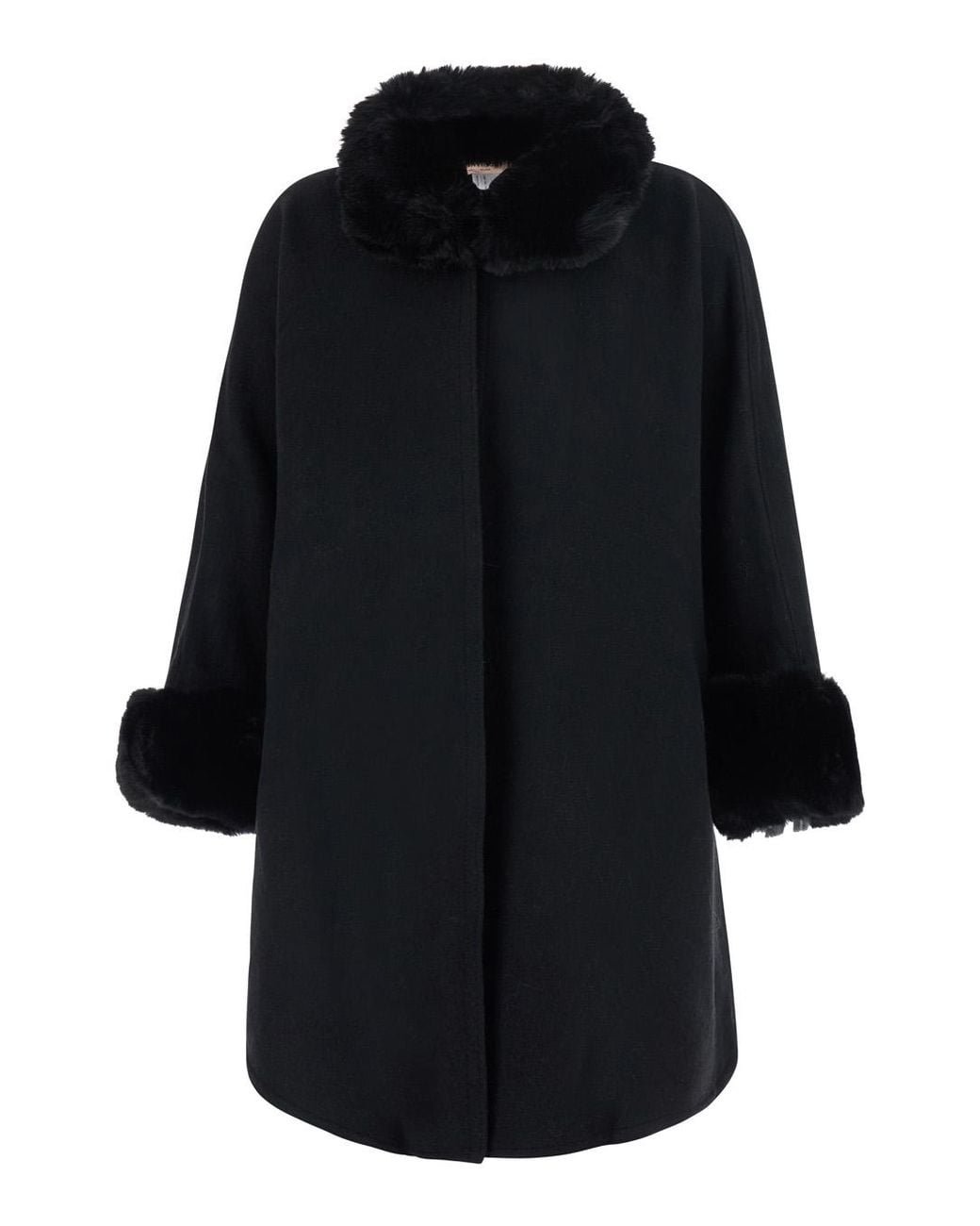 Twinset Black Coat Tech Fabric Polyester