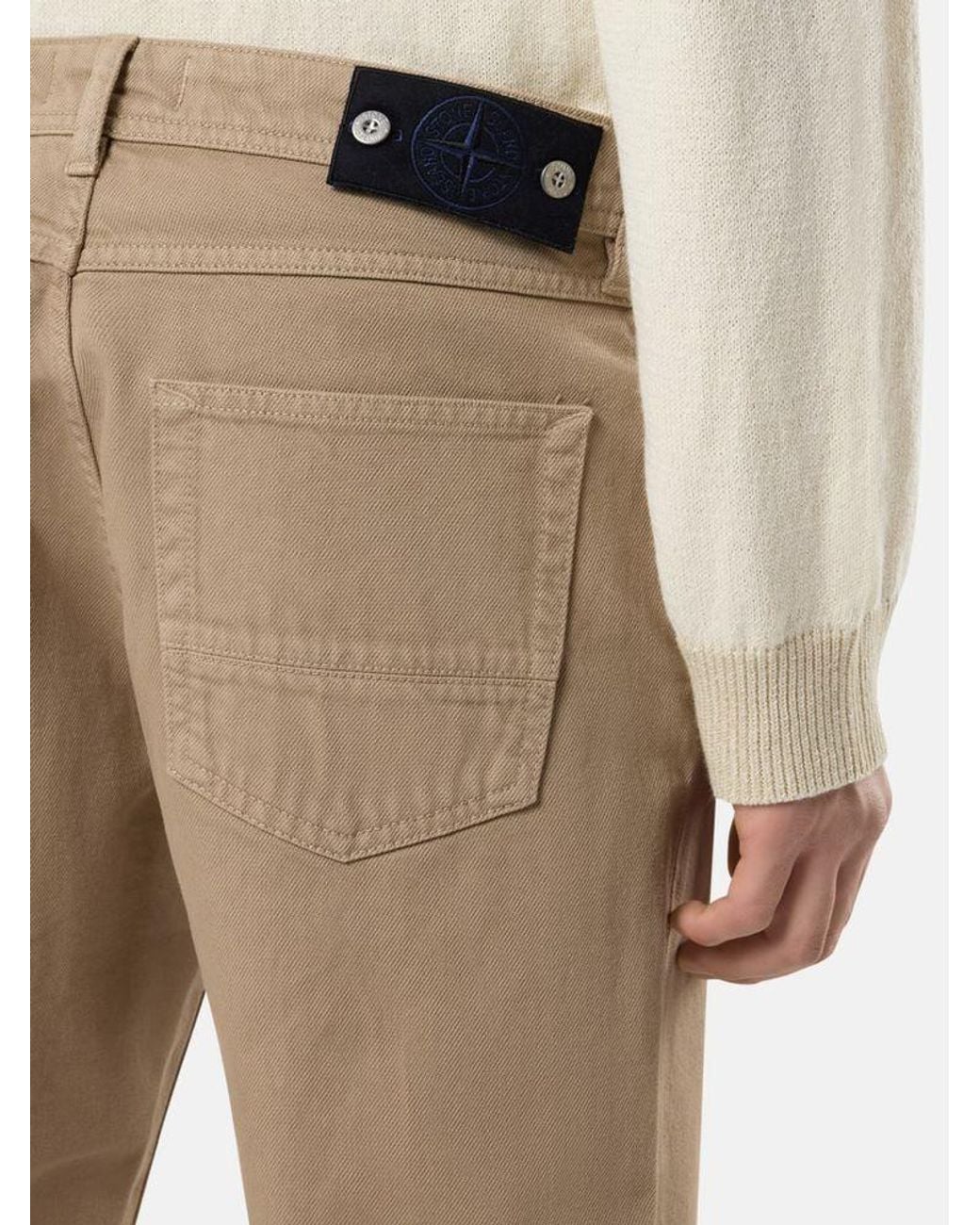 Stone Island Natural Stone Island Cotton-Blend Trousers for men
