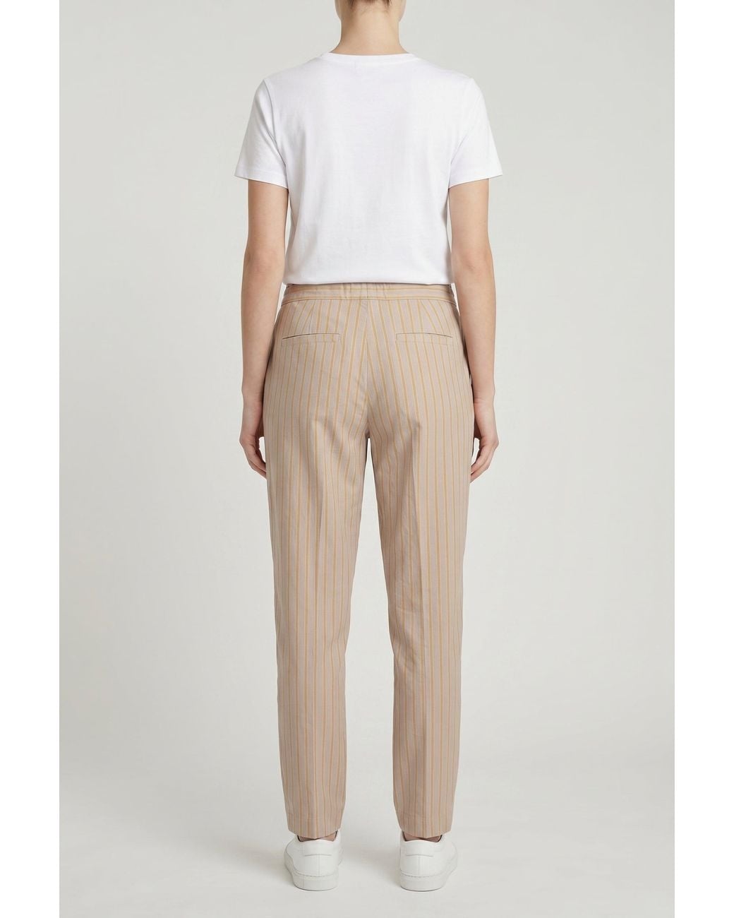 Brunello Cucinelli Natural Striped Relaxed Trousers