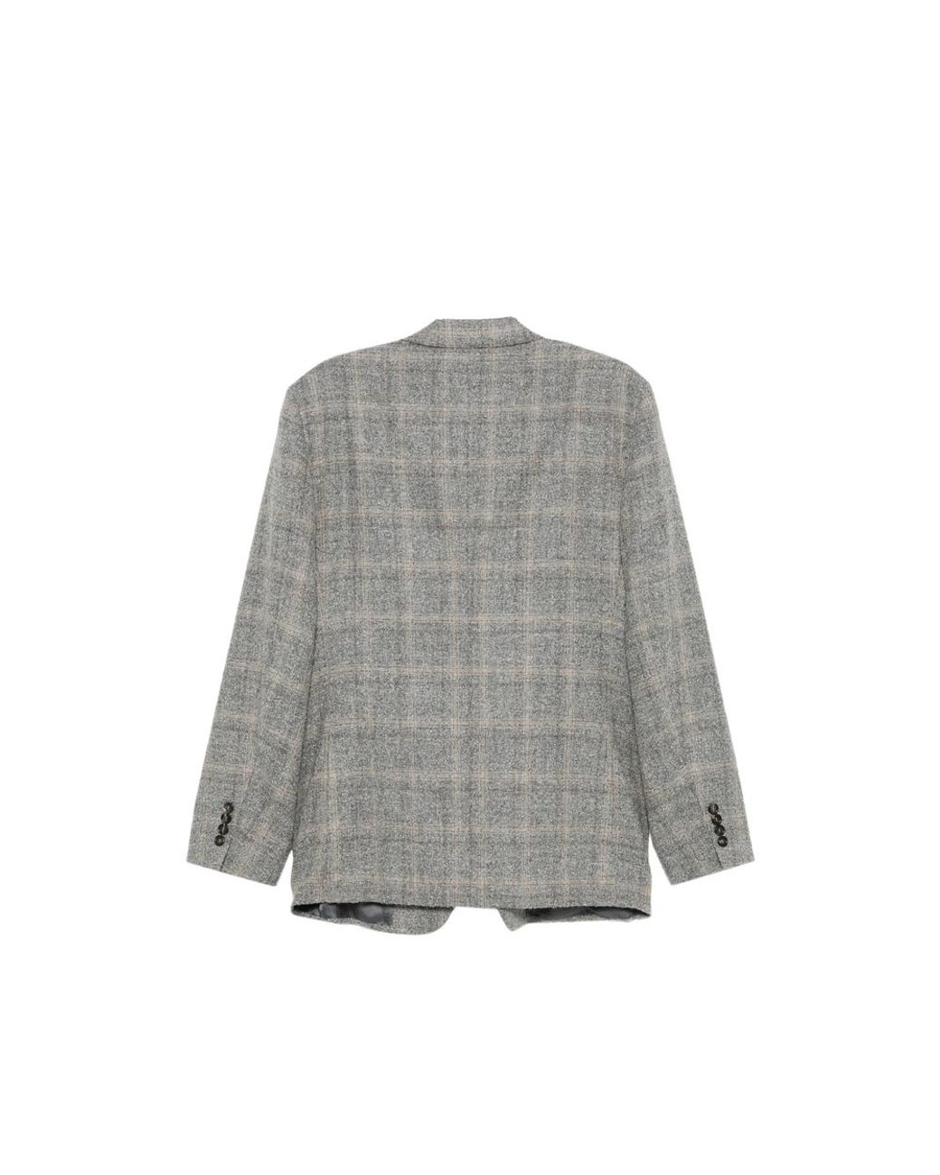 Canali Gray Check-Pattern Single-Breasted Blazer for men