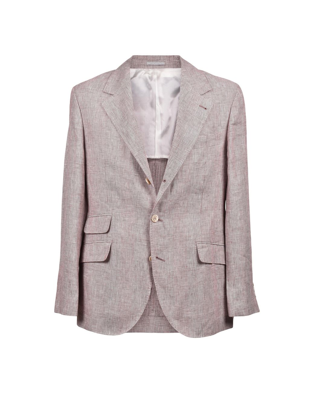 Brunello Cucinelli Brown Light Linen Checked Suit for men