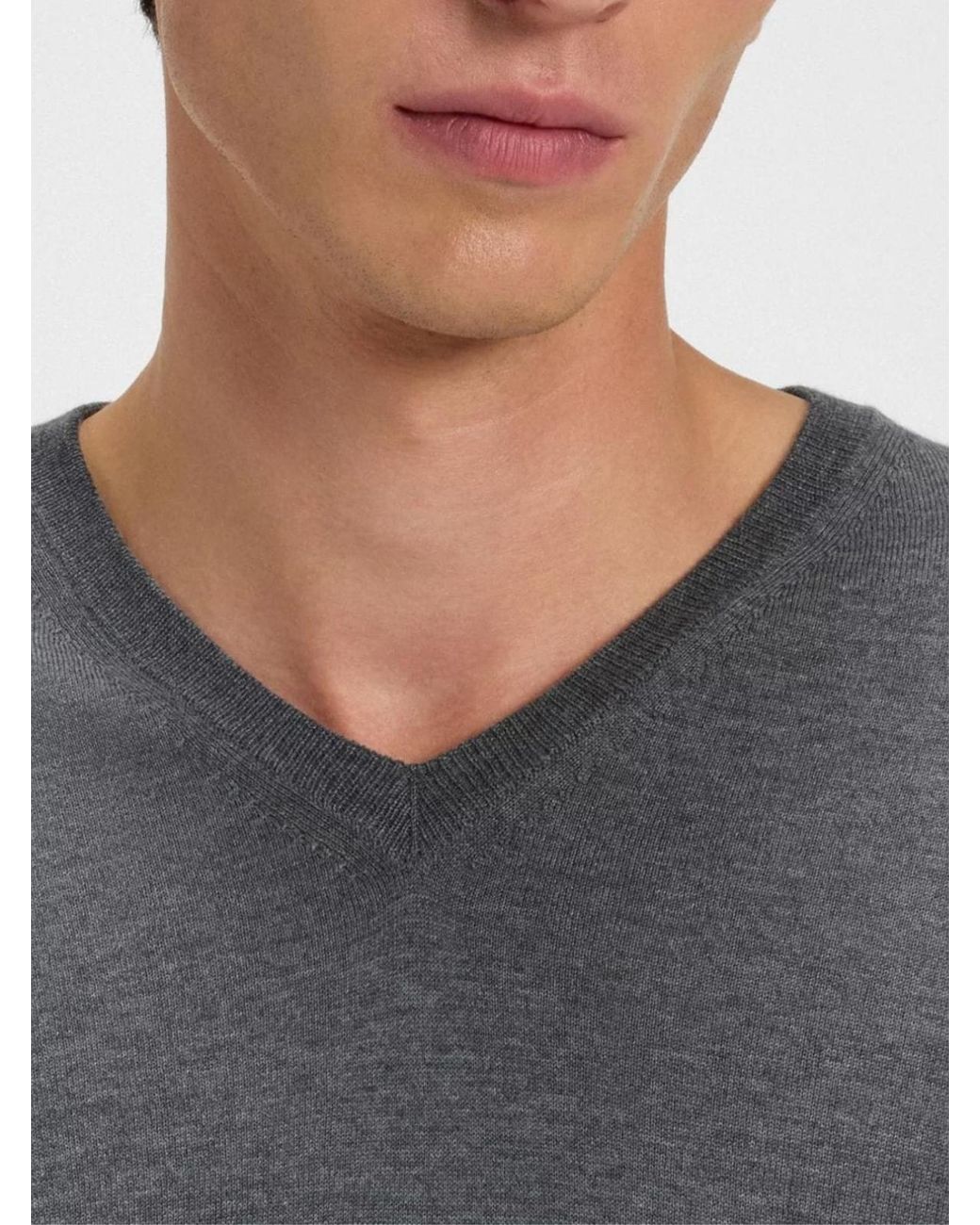 Boss Blue Melba V-Neck Virgin Wool Sweater Clothing Knitwear for men