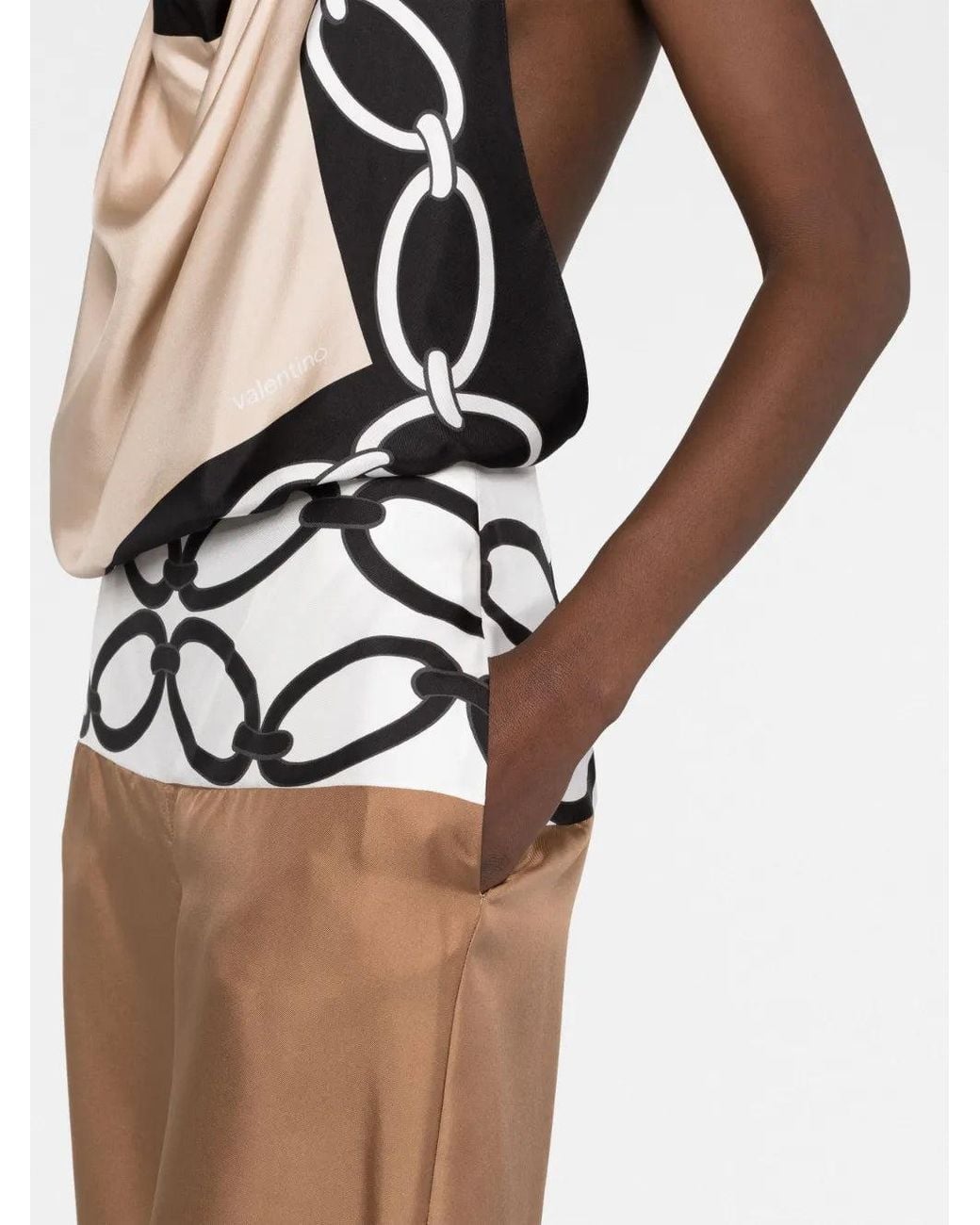 Valentino White Chain 1967 Foulard Silk Jumpsuit