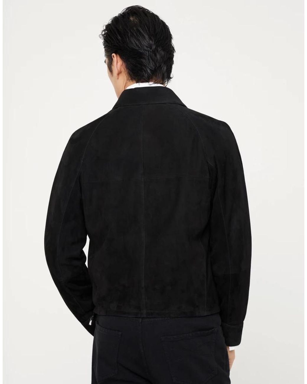 Brunello Cucinelli Black Leather Zip Jacket for men