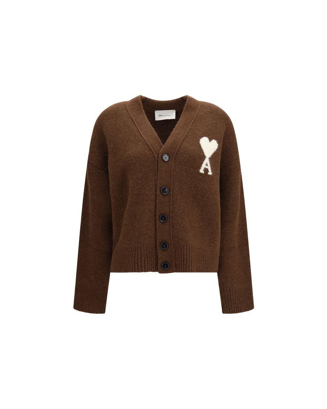 AMI Brown Alpaca Vicugna Pacos Cardigan