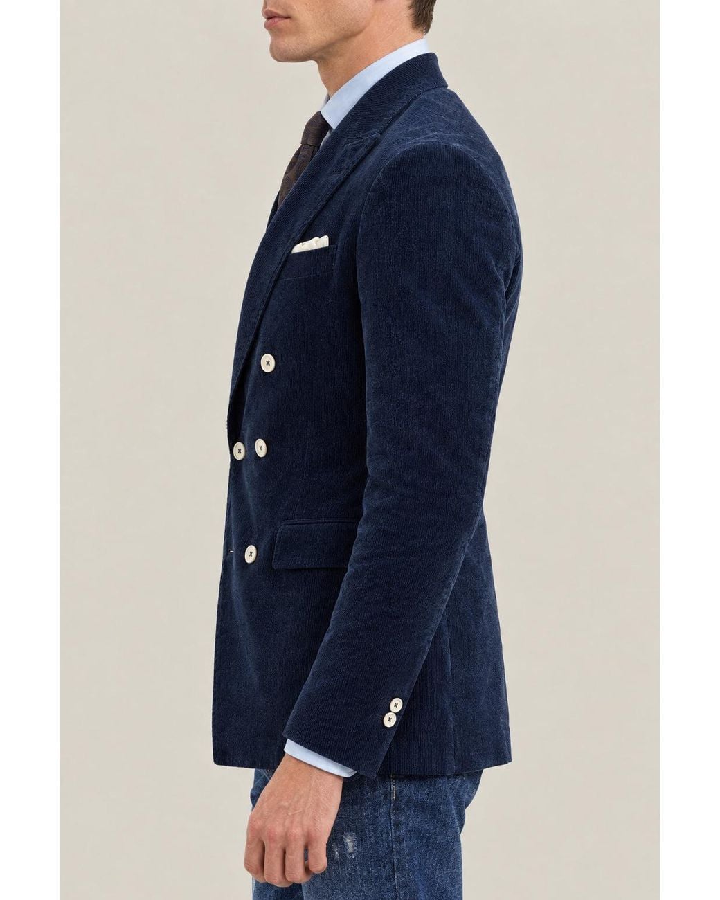 Brunello Cucinelli Blue Ink Wool Blend Blazer Clothing for men