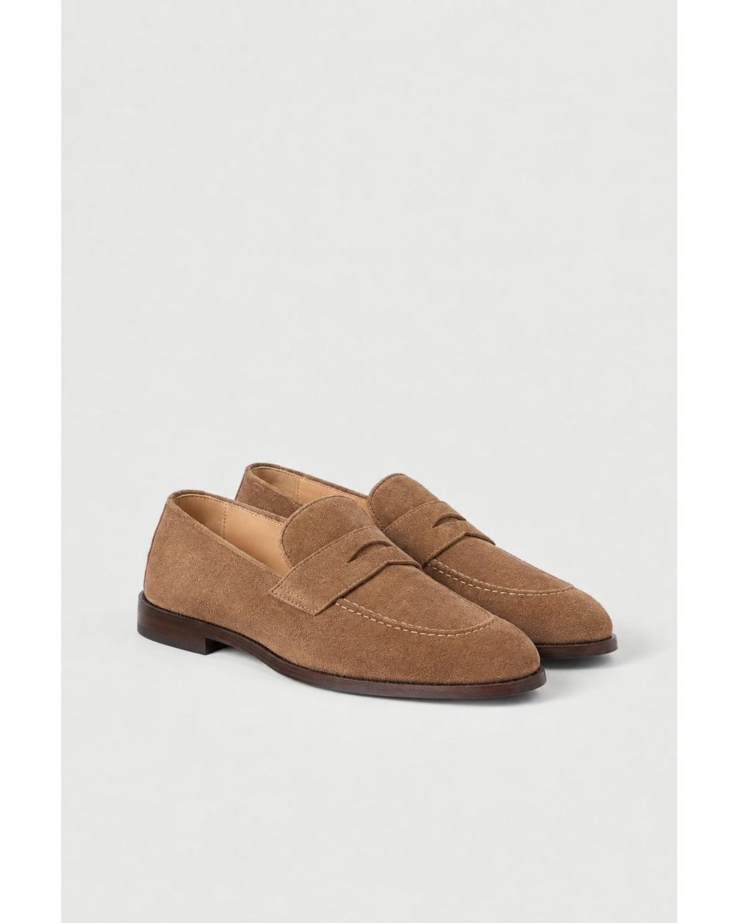 Brunello Cucinelli Brown Dark Suede Penny Loafers for men