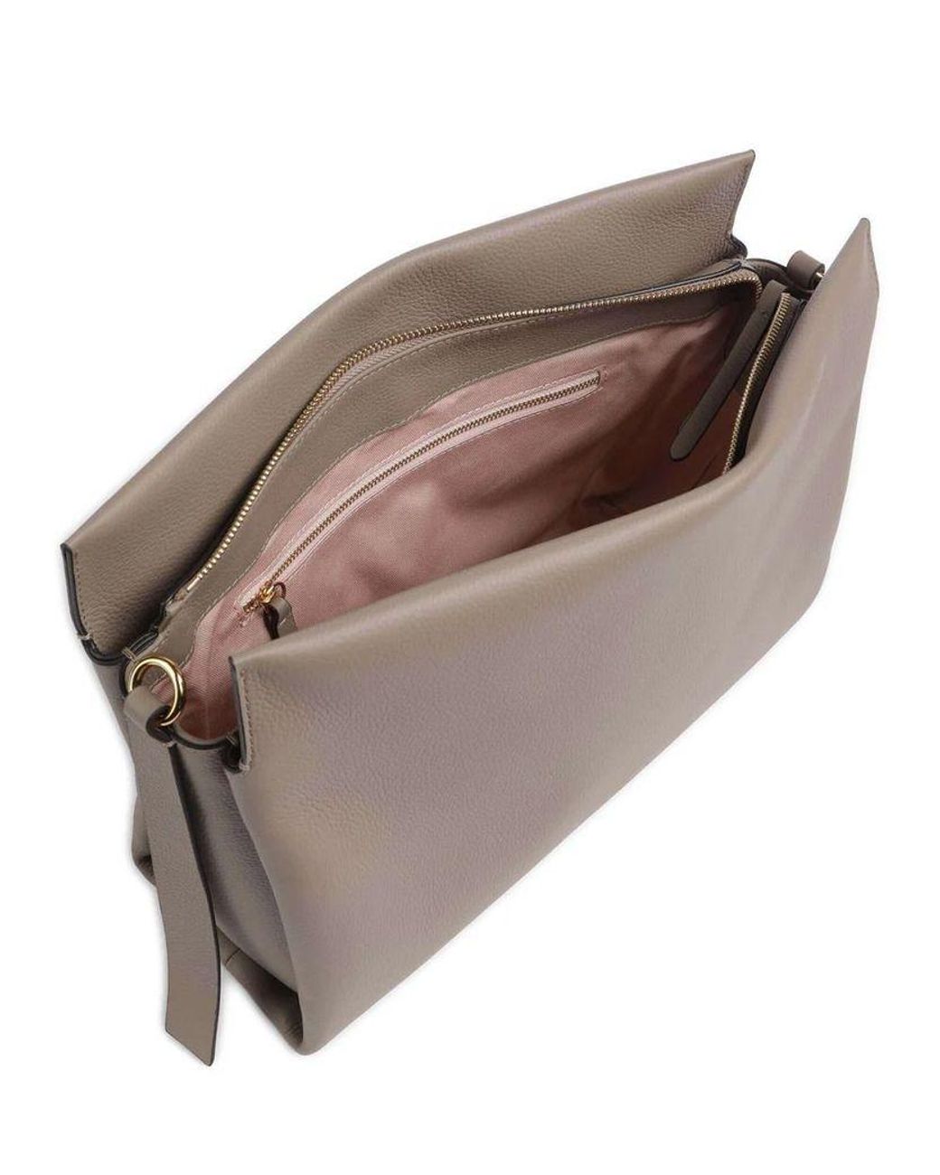 Coccinelle Gray Hobo Bag Warm Taupe-Rosette Taupe/Rosette Double Grainy Leather Handbags