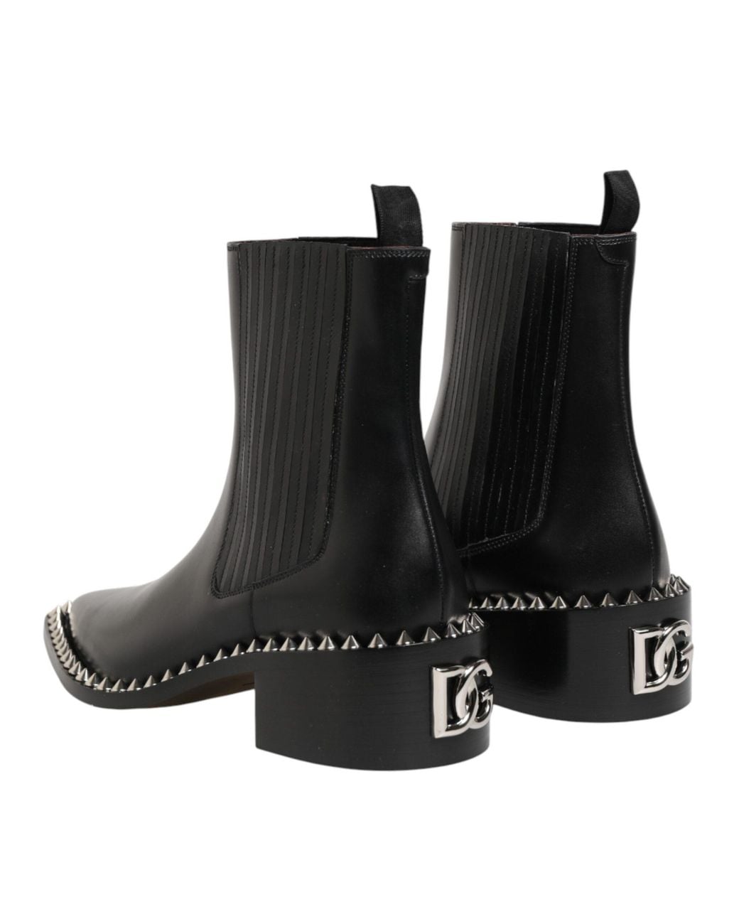 Dolce & Gabbana Black Studded Chelsea Short Ankle Boots Shoes Pl+Vi+66Lf for men