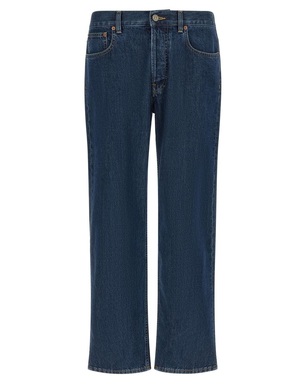 Valentino Garavani Blue Cotton Straight-Leg Jeans Clothing for men
