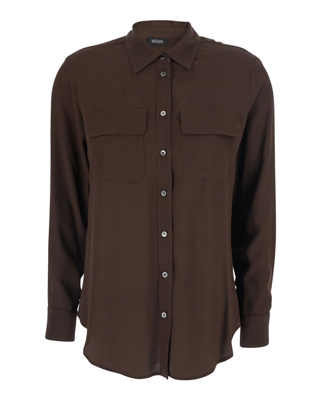 Le Plain Brown Shirt With Applied Pockets On The Front