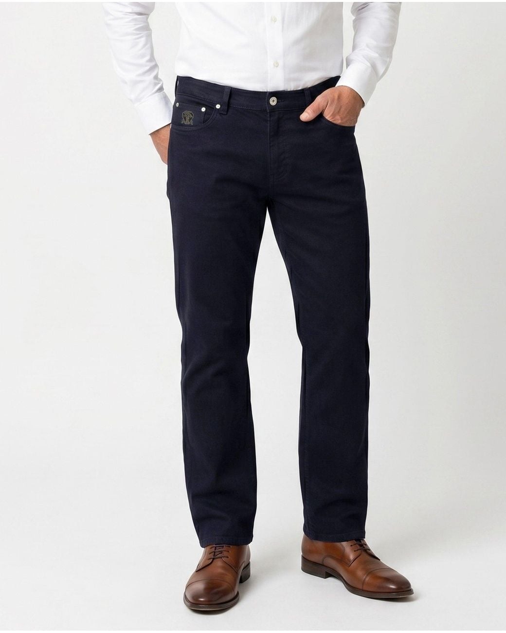 Brunello Cucinelli Blue Dark Cotton Trousers for men