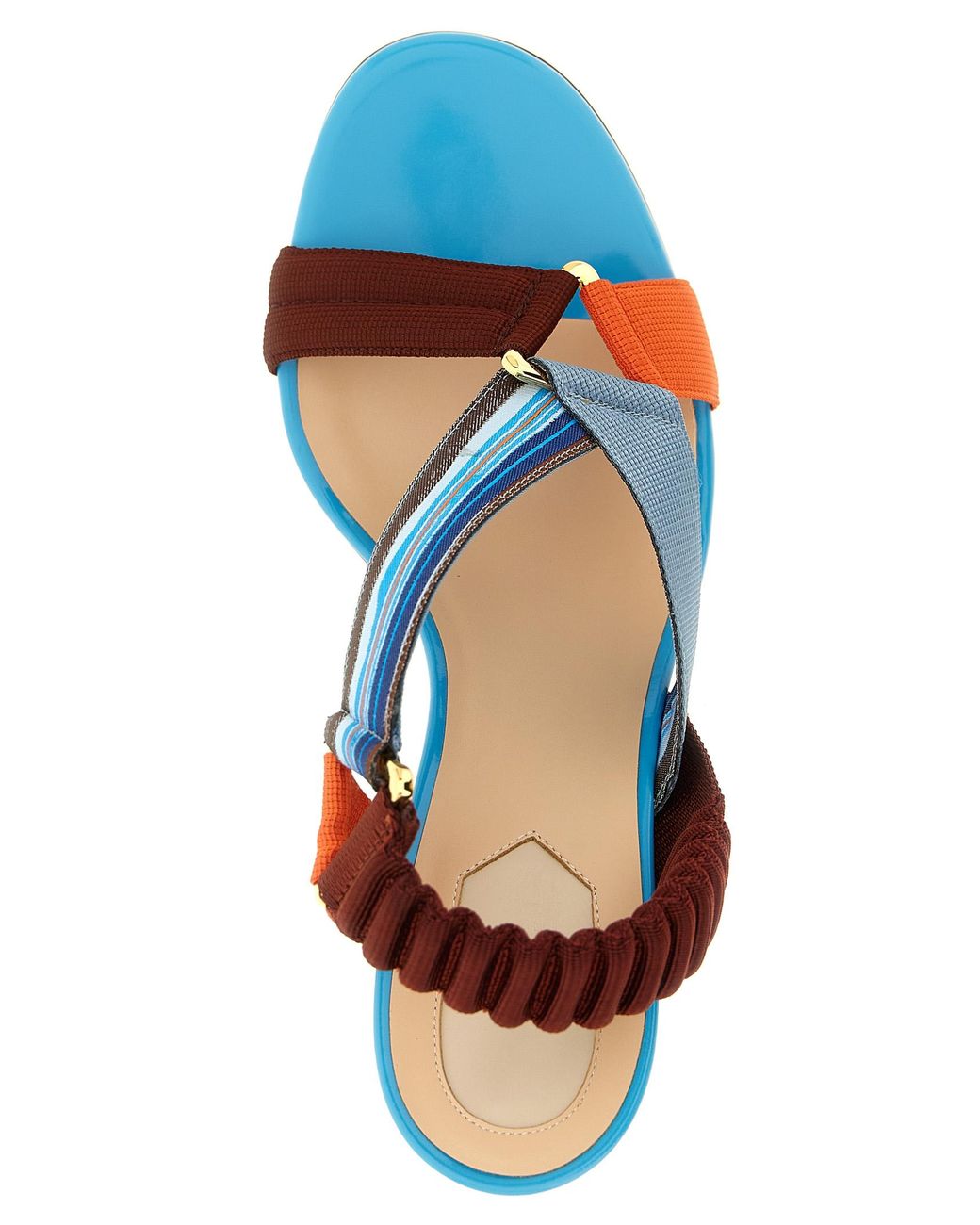 Fendi Blue 'Colibrì' Sandals With Woven Ribbons