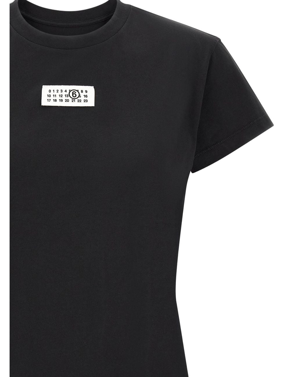 MM6 by Maison Margiela Black Mm6 Maison Margiela Numeric Signature Patch Cotton T-Shirt