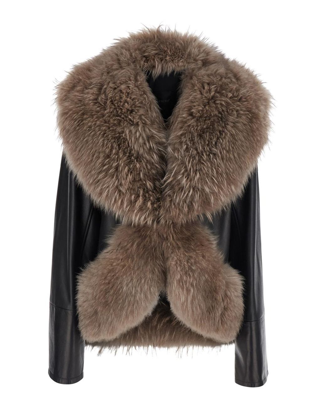 Blancha Brown Leather Jacket Sheep Coat
