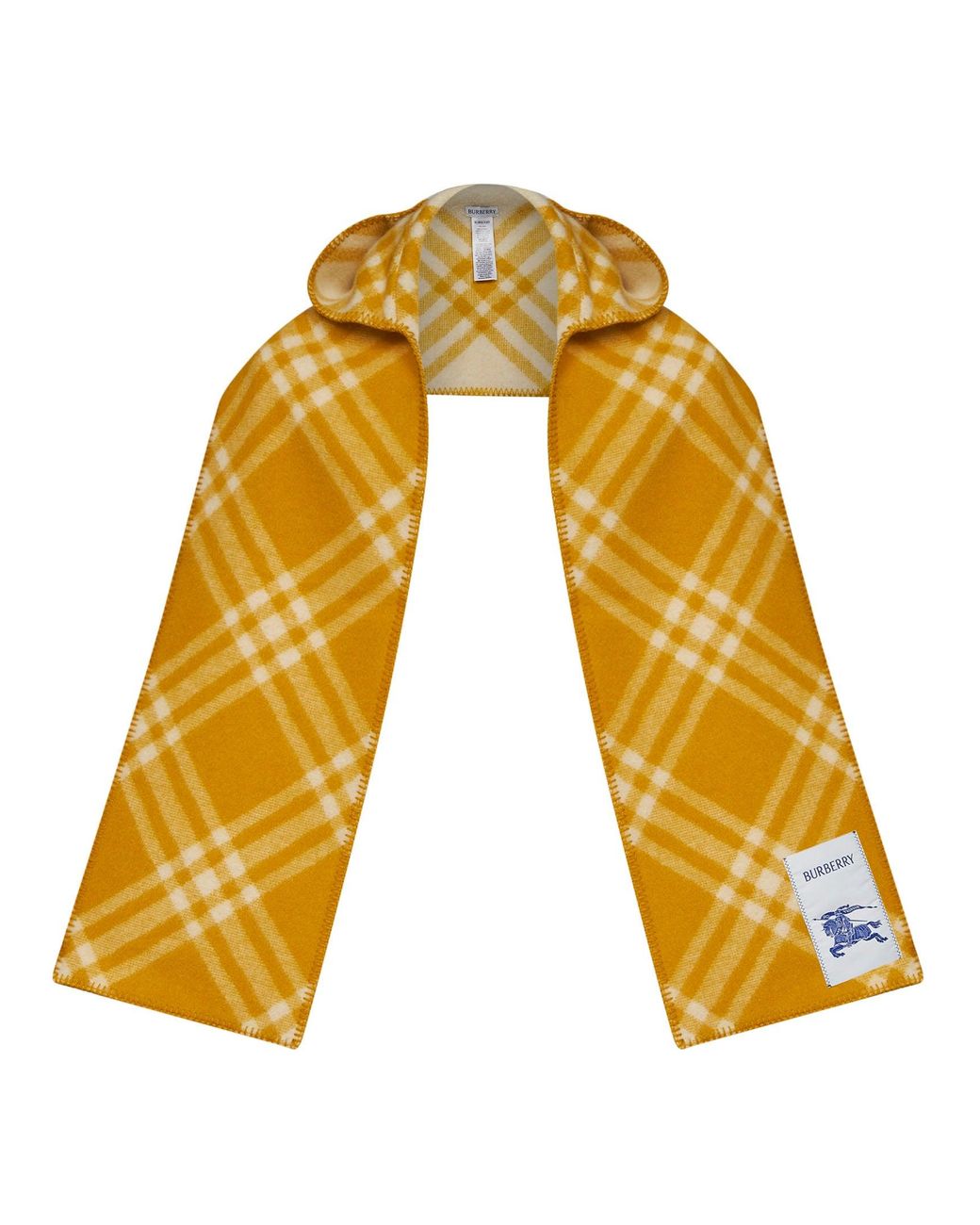 Burberry Yellow Hooded Wool Scarf Pear Check for men