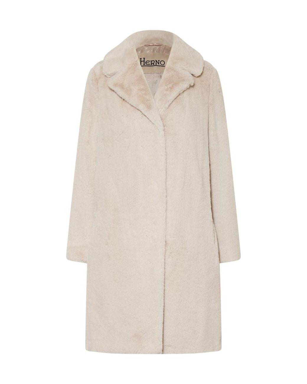 Herno Natural Faux Fur Coat,Cream Clothing