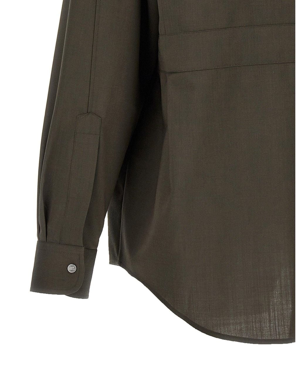 Fendi Green Wool With Chest Pockets Shirt for men
