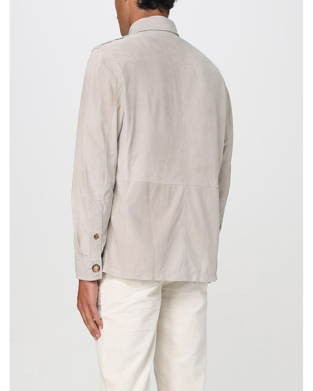 Brunello Cucinelli Natural Light Suede Jacket for men