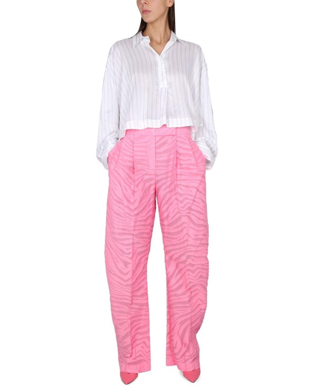 The Attico Pink High Waist Pants Main Fabric: Cotton Trousers