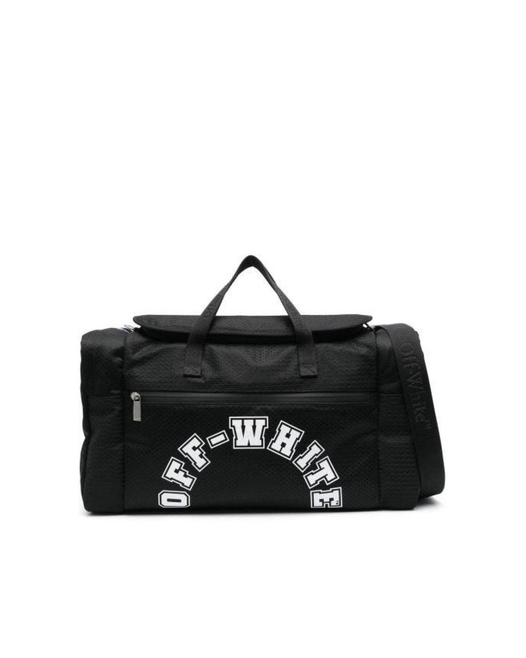 Off-White c/o Virgil Abloh Black Outdoor Weekender Baseball Logo Duffle Bag for men