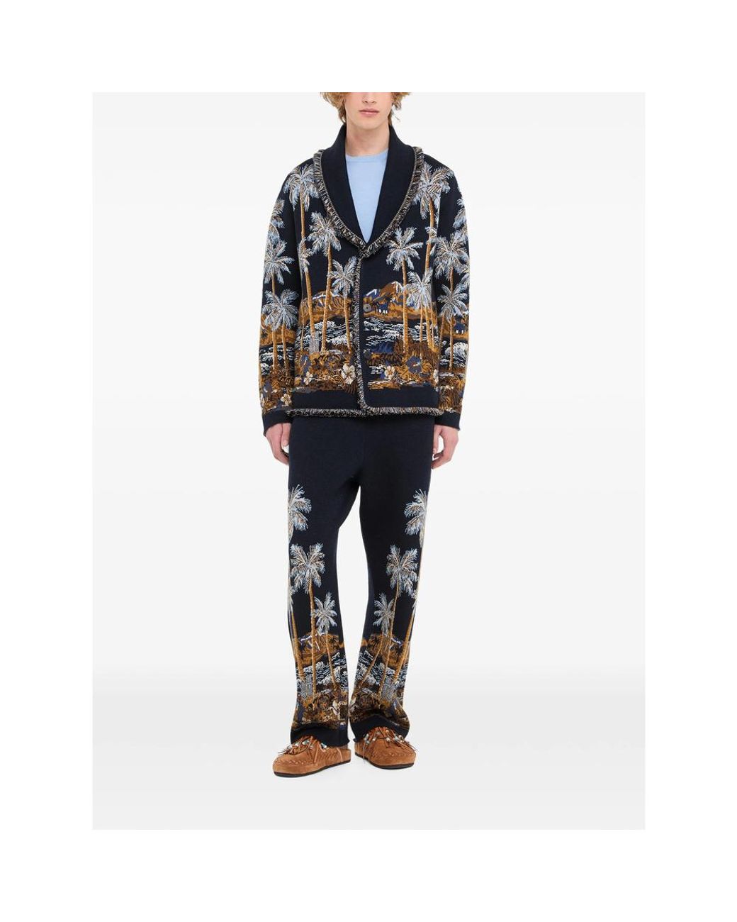 Alanui Blue Diamond Head Fringed Cardigan for men