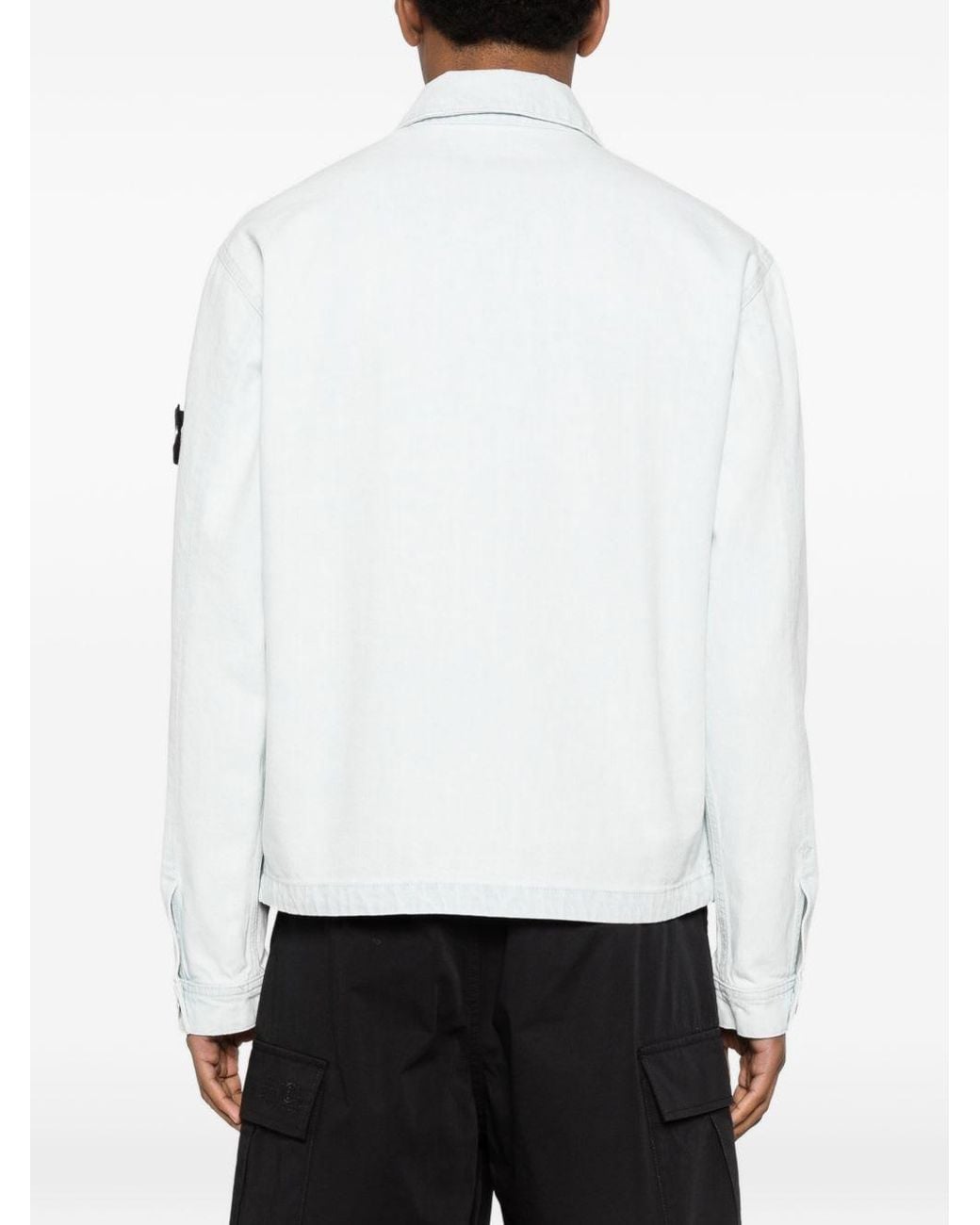 Stone Island White Denim Cotton Jacket for men