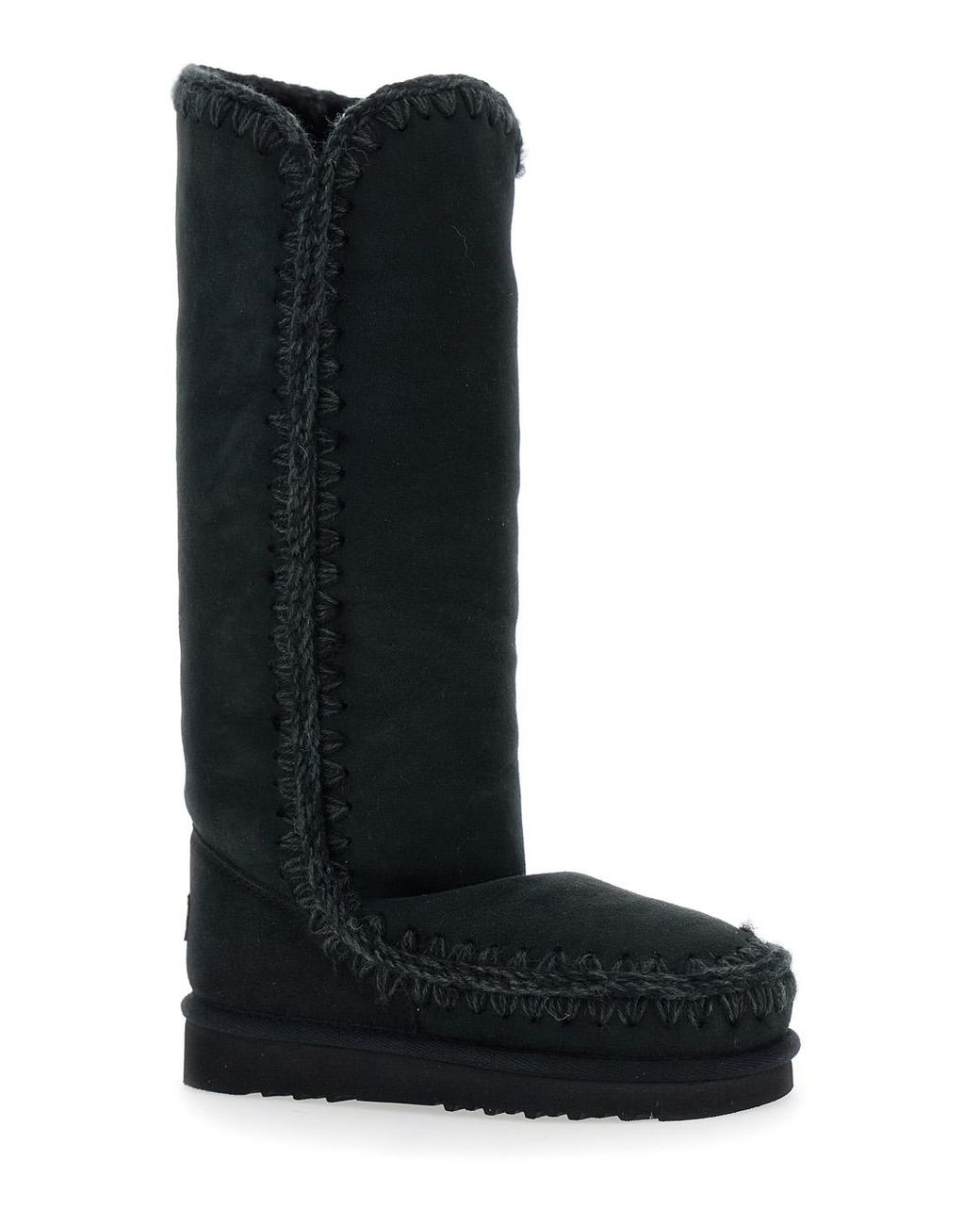 Mou Black Eskimo Boots With Braided Effect And Logo Patch On The Rear