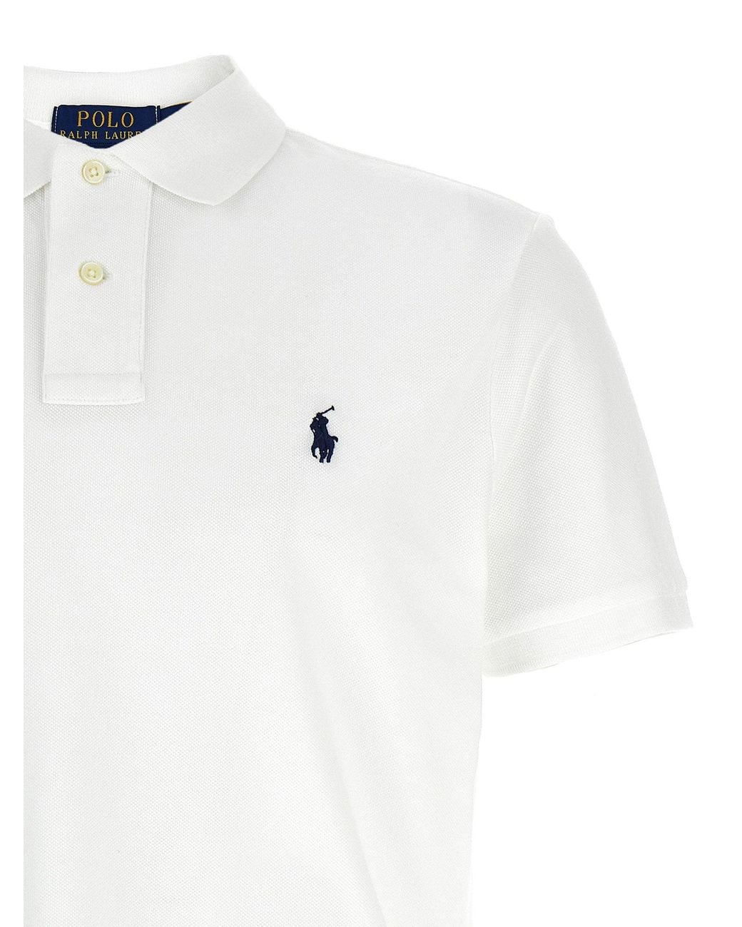 Polo Ralph Lauren White Logo-Embroidered Piqué Cotton Polo for men