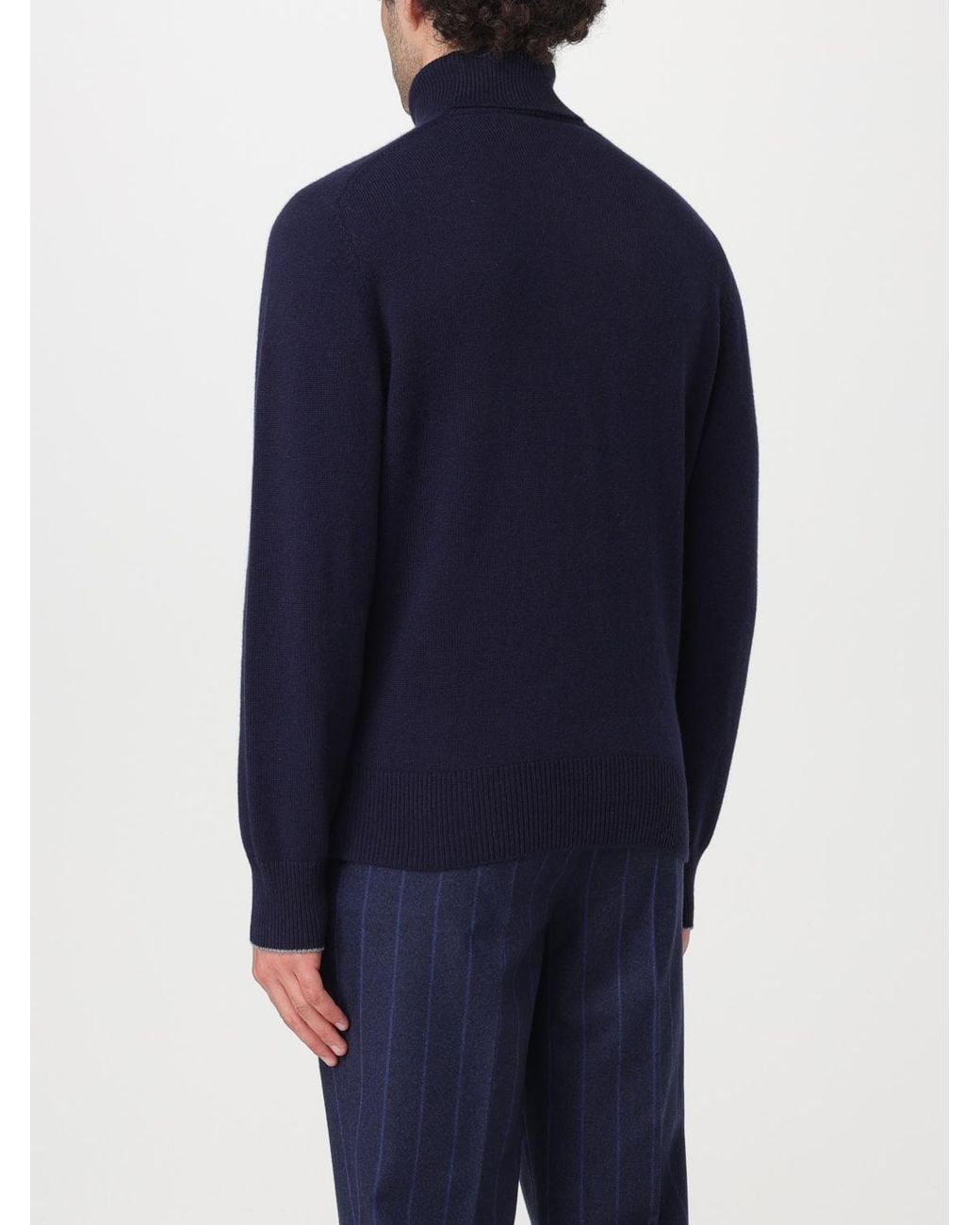 Brunello Cucinelli Blue Cashmere Turtleneck for men