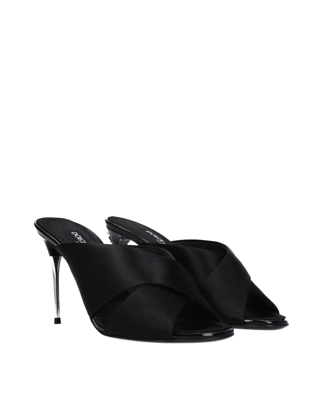 Dolce & Gabbana Black Satin Stiletto Heel Sandals
