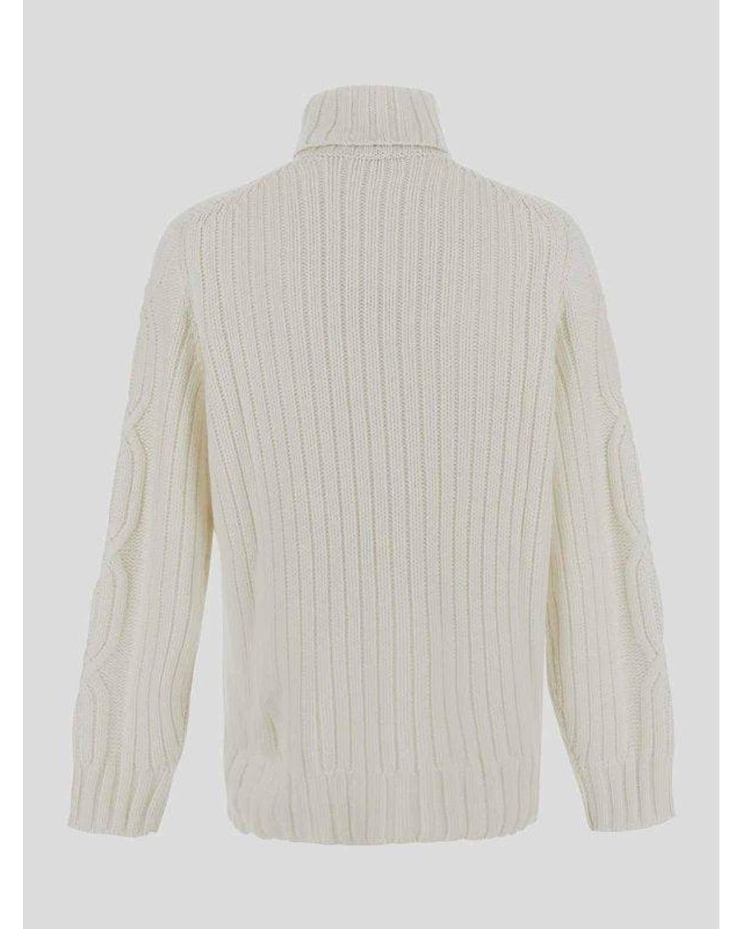 Brunello Cucinelli White Beige Cashmere Sweater for men