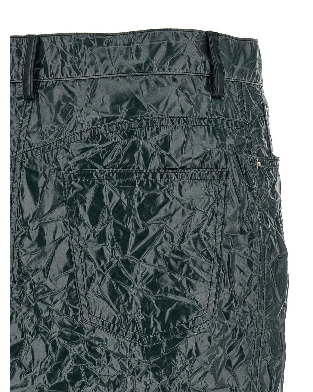 Marni Green Wrinkled Coated Technical Taffeta Skirt